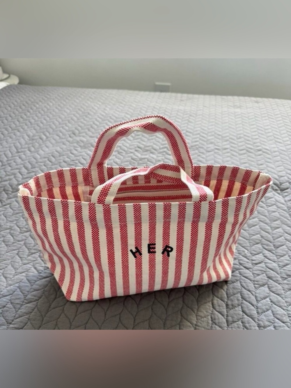 Striped Canvas “Her” Tote
